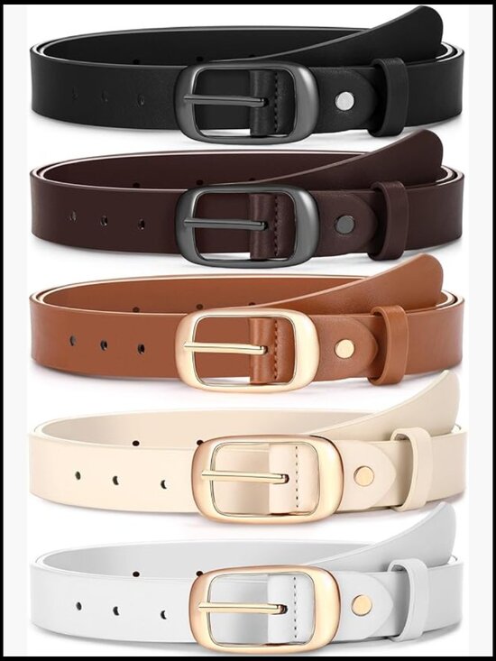 5 Pack Women\'s Leather Belts PU Leather Pin Buckle Belt for Jeans Pants main image 4